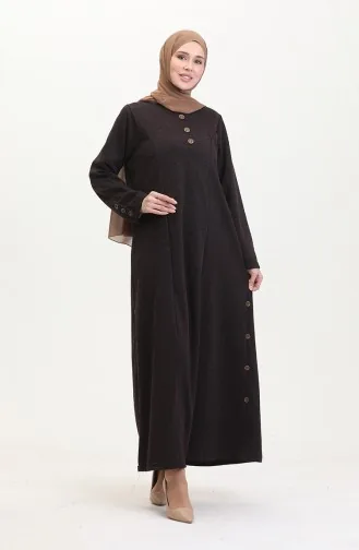 Büyük Beden Düğme Detaylı Elbise 0533-01 Mor