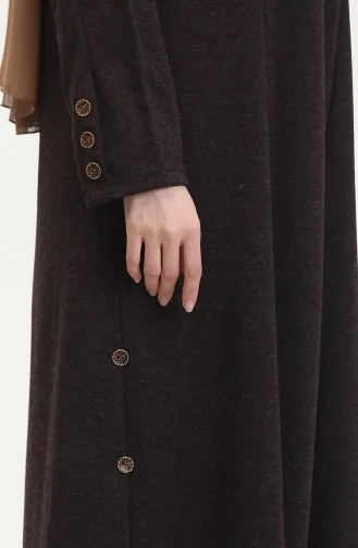 Büyük Beden Düğme Detaylı Elbise 0533-01 Mor