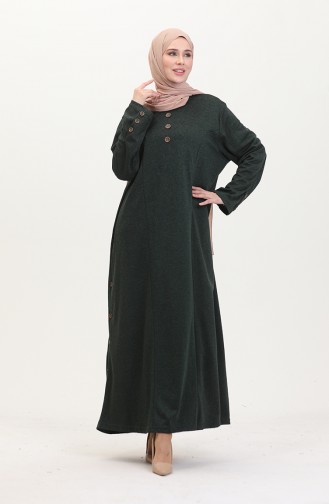 Plus Size Button Detail Dress 0533-03 Emerald Green 0533-03