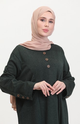 Plus Size Button Detail Dress 0533-03 Emerald Green 0533-03