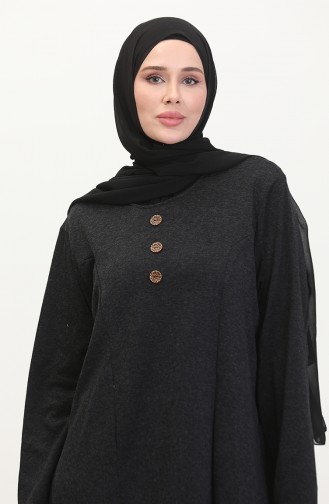 Plus Size Button Detail Dress 0533-04 Black 0533-04
