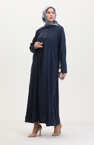 Plus Size Button Detailed Dress 0533-05 Navy Blue 0533-05