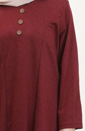 Plus Size Button Detail Dress 0533-07 Claret Red 0533-07