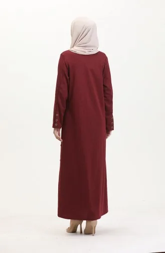 Plus Size Button Detail Dress 0533-07 Claret Red 0533-07