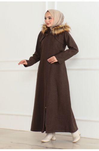 Manteau A Capuche Fourrure Cachemire 05061-02 Marron 05061-02
