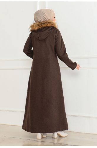 Manteau A Capuche Fourrure Cachemire 05061-02 Marron 05061-02