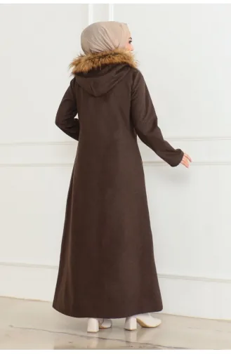 Manteau A Capuche Fourrure Cachemire 05061-02 Marron 05061-02