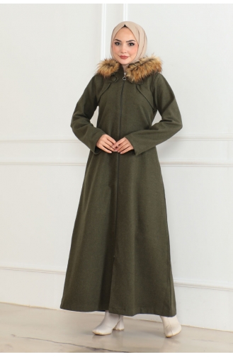 Manteau A Capuche Fourrure Cachemire 05061-04 Khaki 05061-04