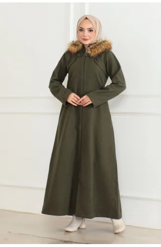Manteau A Capuche Fourrure Cachemire 05061-04 Khaki 05061-04