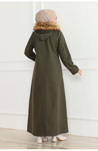 Manteau A Capuche Fourrure Cachemire 05061-04 Khaki 05061-04