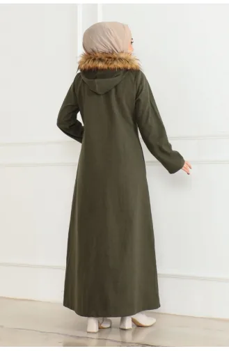Manteau A Capuche Fourrure Cachemire 05061-04 Khaki 05061-04