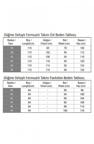 Düğme Detaylı Fermuarlı Takım İndigo 19219