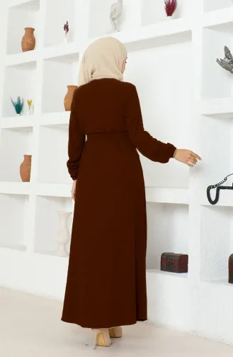 Bürümcük Kumaş Kuşaklı Ferace 1019-07 Kahverengi