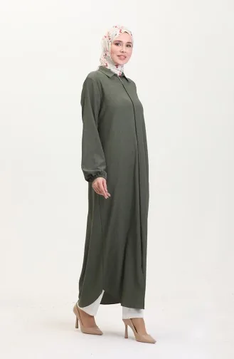 Abaya Mit Kragen Und Reißverschluss 1021-01 Khaki 1021-01