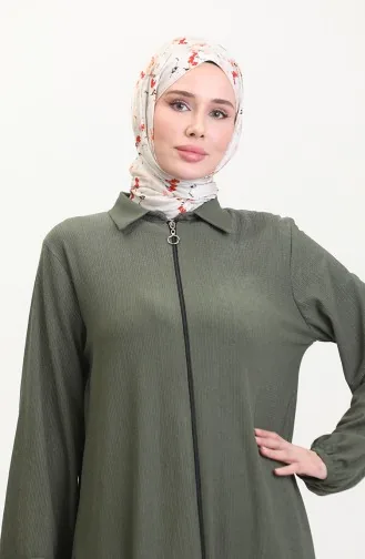 Abaya Met Kraag En Ritssluiting 1021-01 Kaki 1021-01