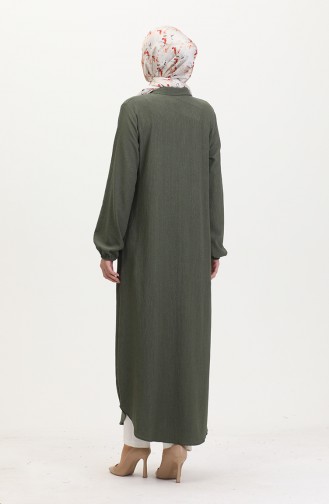 Collared Zippered Abaya 1021-01 Khaki 1021-01