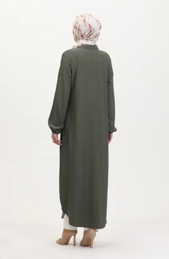Abaya Met Kraag En Ritssluiting 1021-01 Kaki 1021-01