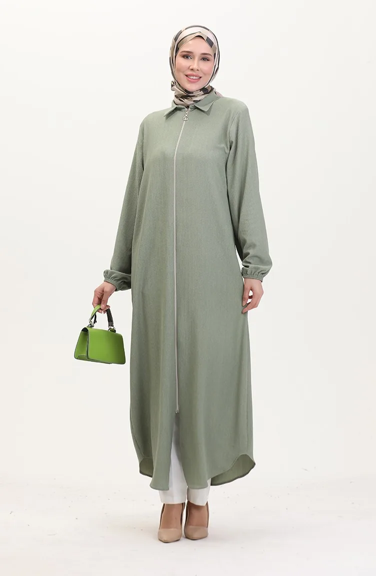 Abaya A Fermeture Et Col 1021-07 Vert 1021-07