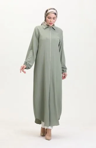 Abaya A Fermeture Et Col 1021-07 Vert 1021-07