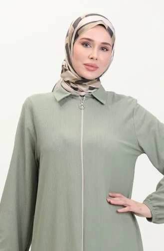 Abaya A Fermeture Et Col 1021-07 Vert 1021-07