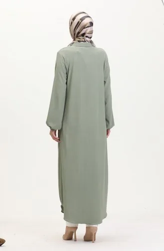 Abaya A Fermeture Et Col 1021-07 Vert 1021-07