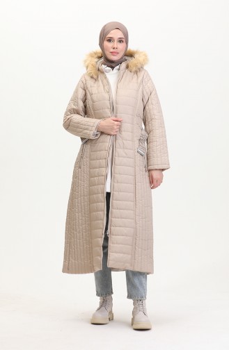 Hooded Quilted Coat 0813-05 Beige 0813-05