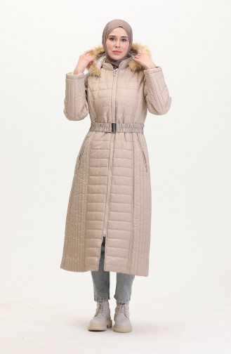 Hooded Quilted Coat 0813-05 Beige 0813-05
