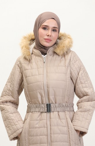 Hooded Quilted Coat 0813-05 Beige 0813-05