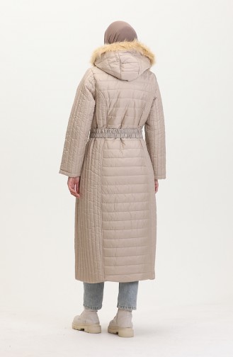 Hooded Quilted Coat 0813-05 Beige 0813-05