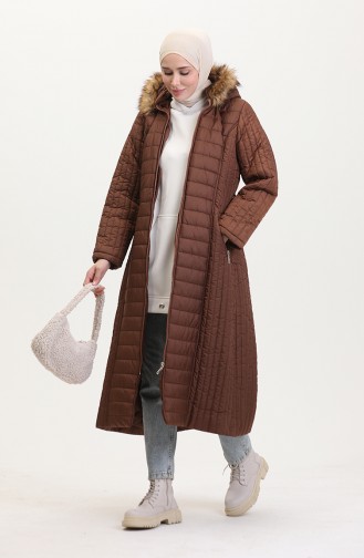 Hooded Quilted Coat 0813-06 Tan 0813-06