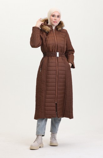 Hooded Quilted Coat 0813-06 Tan 0813-06
