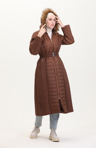 Hooded Quilted Coat 0813-06 Tan 0813-06