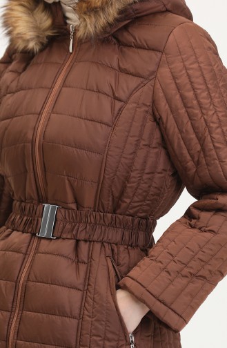 Hooded Quilted Coat 0813-06 Tan 0813-06
