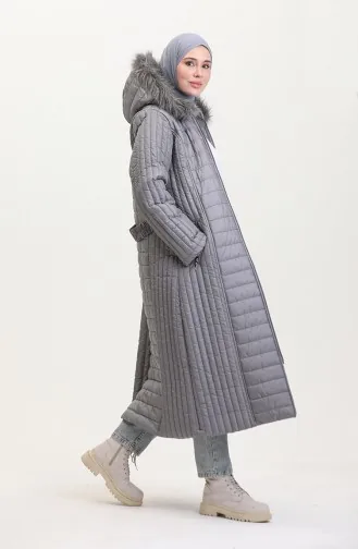 Hooded Quilted Coat 0813-07 Gray 0813-07