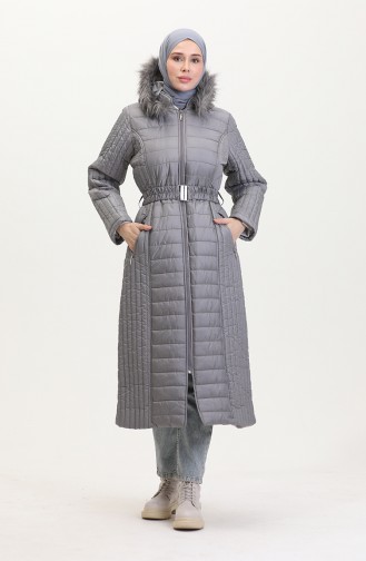 Hooded Quilted Coat 0813-07 Gray 0813-07