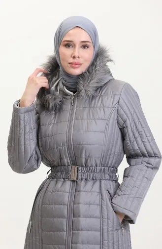 Hooded Quilted Coat 0813-07 Gray 0813-07