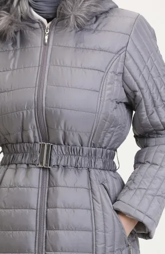Hooded Quilted Coat 0813-07 Gray 0813-07