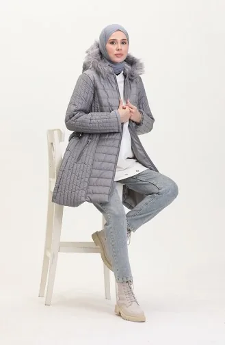 Manteau Matelassé A Ceinture 0811-06 Gris 0811-06