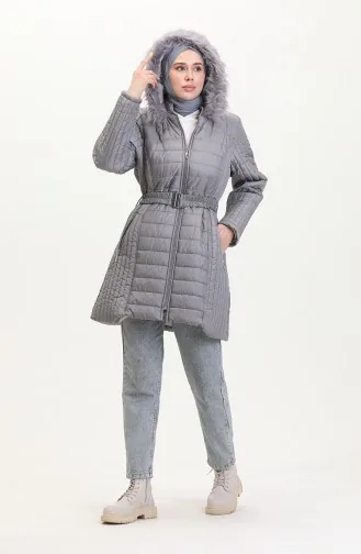 Manteau Matelassé A Ceinture 0811-06 Gris 0811-06