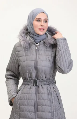 Manteau Matelassé A Ceinture 0811-06 Gris 0811-06