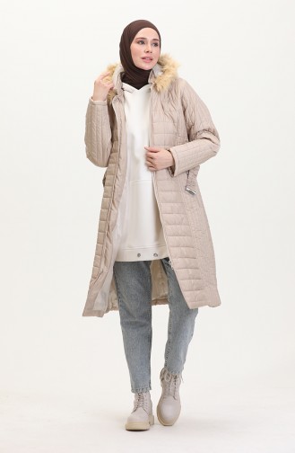 Gewatteerde Bontjas 0812-06 Beige 0812-06