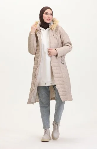 Manteau Matelassé Fourrure 0812-06 Beige 0812-06