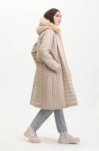 Manteau Matelassé Fourrure 0812-06 Beige 0812-06