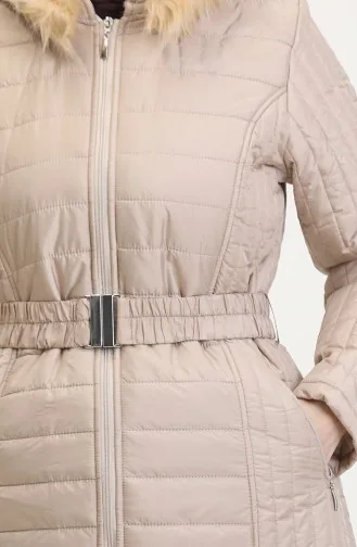 Manteau Matelassé Fourrure 0812-06 Beige 0812-06