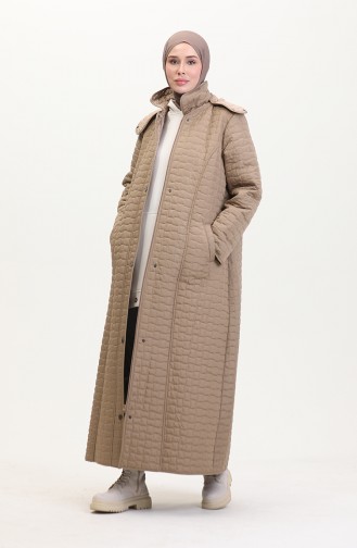Grote Maat Gewatteerde Jas Met Capuchon 6134-03 Mink 6134-03