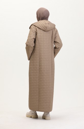 Grote Maat Gewatteerde Jas Met Capuchon 6134-03 Mink 6134-03