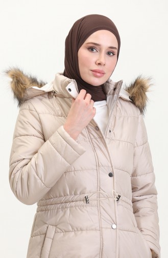 Steppmantel Mit Kapuze Und Tasche 15177-05 Beige 15177-05