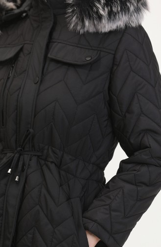 Manteau Matelassé à Capuche 5212-01 Noir 5212-01