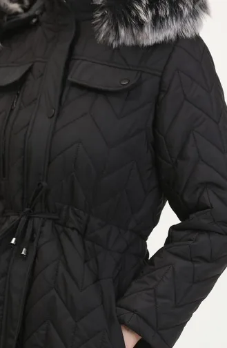 Kapüşonlu Kapitone Mont 5212-01 Siyah