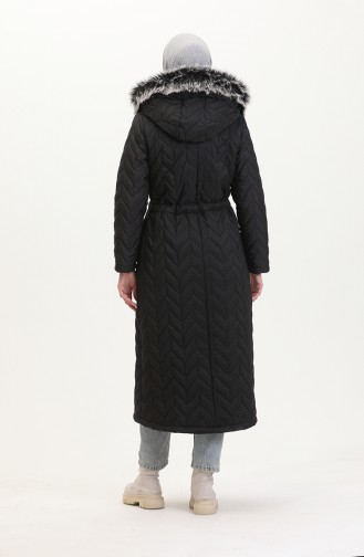 Manteau Matelassé à Capuche 5212-01 Noir 5212-01